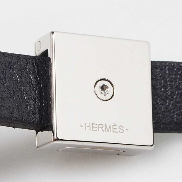 Hermes Bambou/Black Swift Leather Palladium Plated Medor Infini Double Tour - Picture 4 of 7